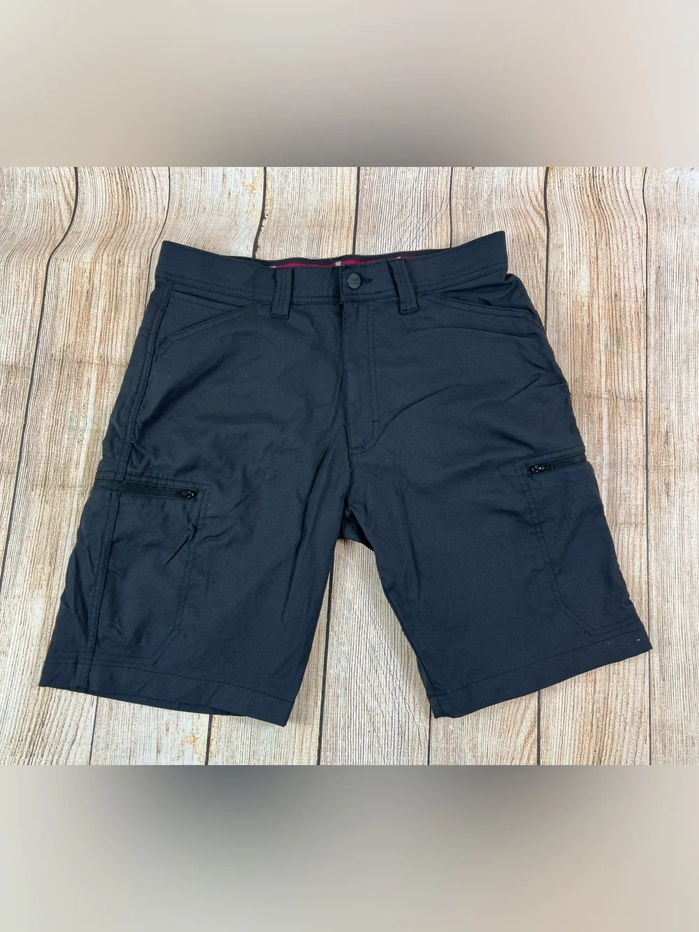 Mens Wrangler Outdoor Nylon Black Shorts Zip Pockets Size 32